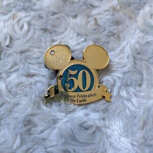 Disney Mickey Ears 50th Happiest Celebration on Earth Gold Pin